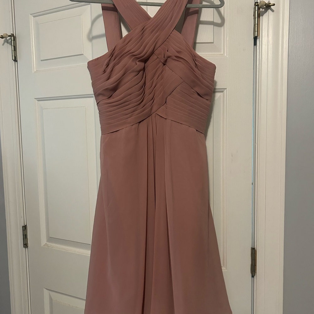 JJs House Pink Ruched Halter Sundress for Weddings